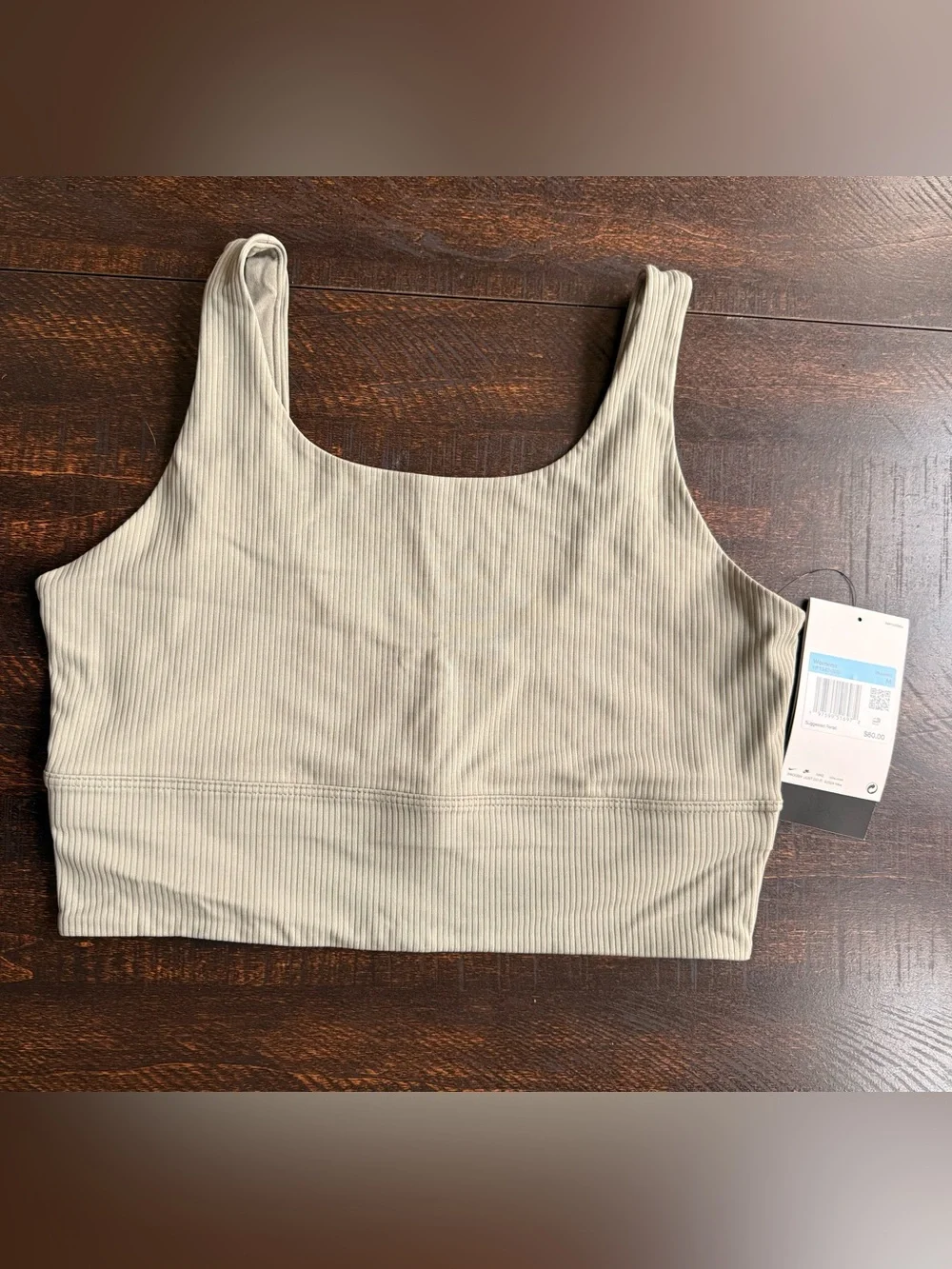 NIKE // Zenvy Ribbed Longline Bra Top in Light Army - Picture 1 of 5
